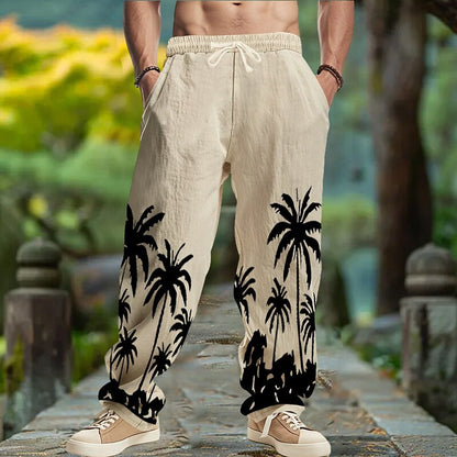 Coconut Tree Linen Baggy Pants