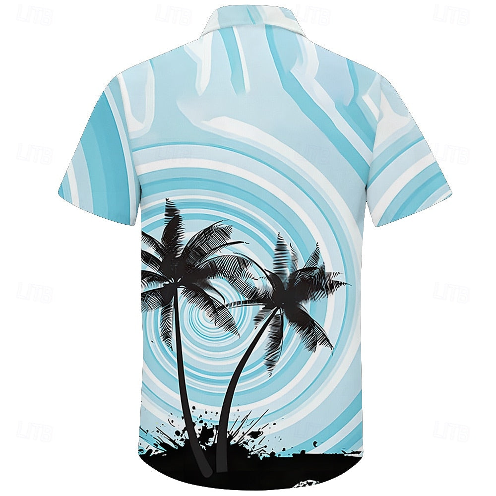 Coconut Tree Geometric Aloha Shirt