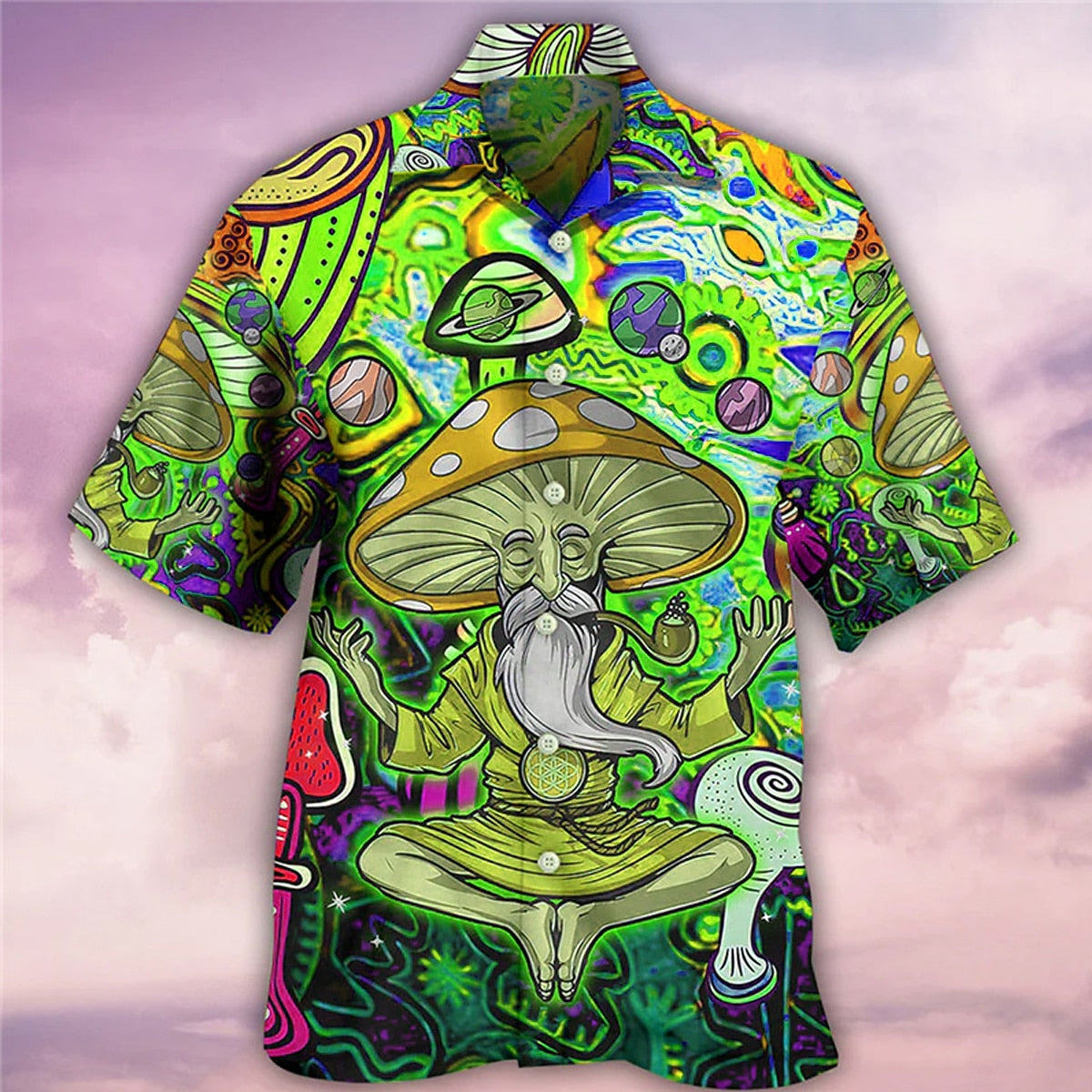 Mushroom Print Aloha Shirt