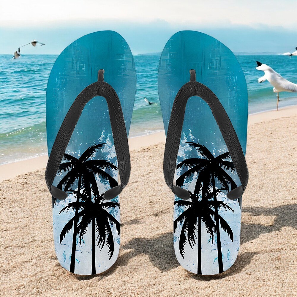 Hawaiian Coconut Tree Pattern Beach Flip Flops