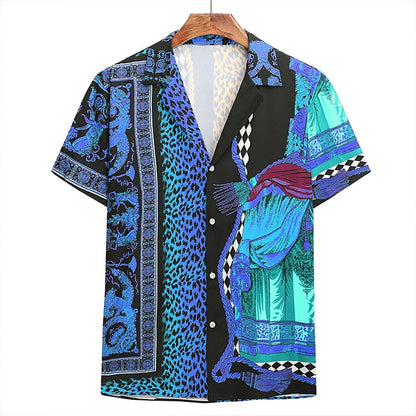 Summer Hawaiian Leopard Geometric Shirt