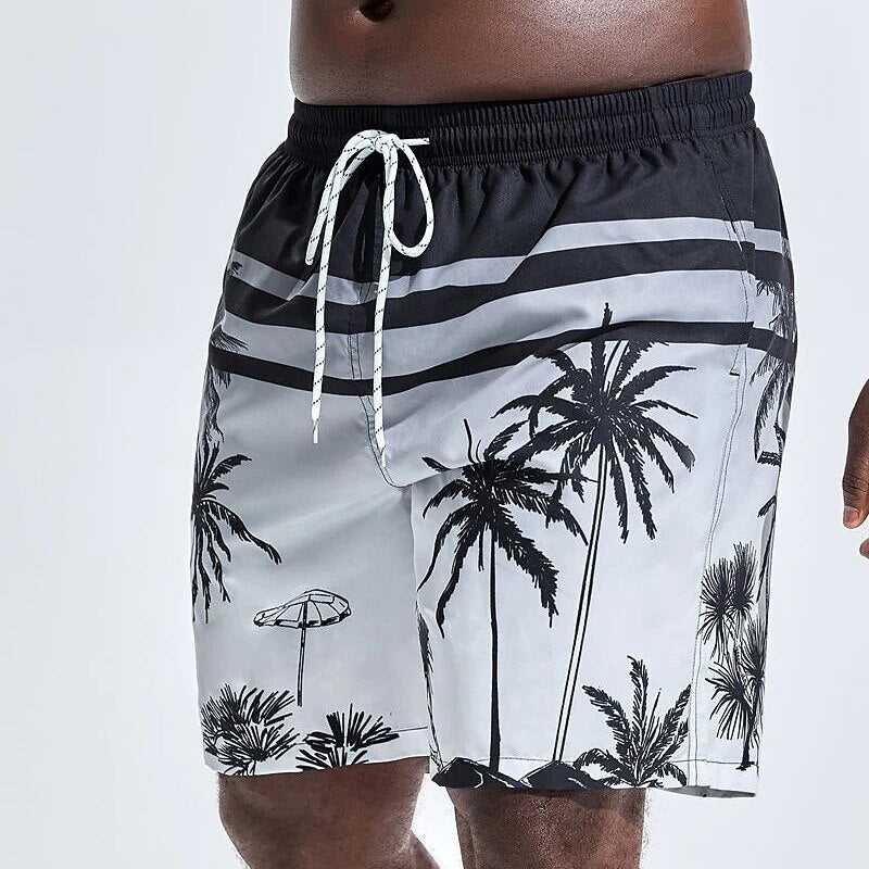 Coconut Tree Graphic Prints Swimming Shorts