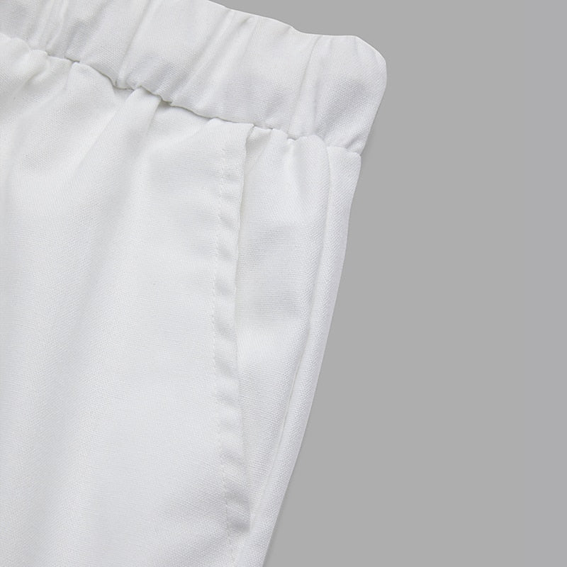 Cropped Linen Drawstring Beach Pants