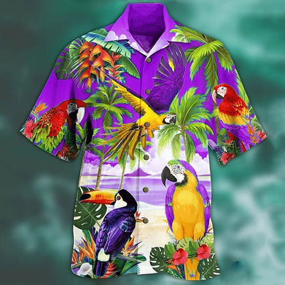 Parrot Palm Leaf Camp Collar Shirt