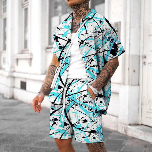 Graphic Graffiti 2-Piece Hawaiian Shirt Set