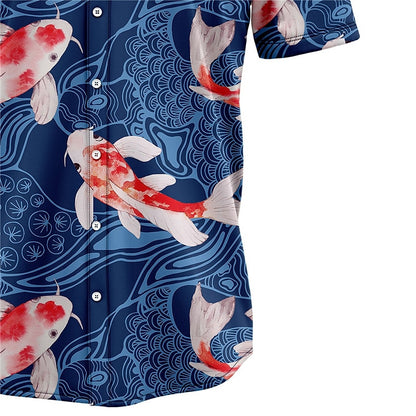 Camisa Koi Camisa hawaiana de verano Camisa Aloha Camisa de manga corta