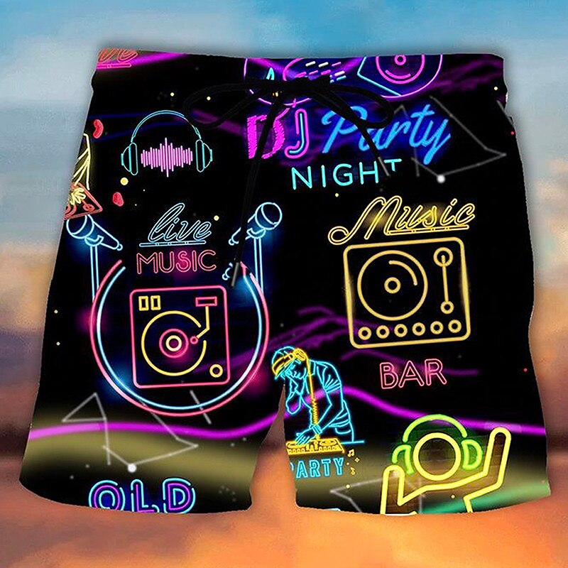 Graffiti Musical Instrument Neon Swimming Shorts