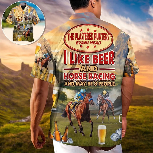 Camiseta de carreras de caballos Kentucky Derby, cerveza, camisa hawaiana de verano