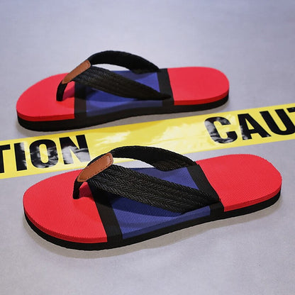 Colorblocked Mesh Strap Flip Flops