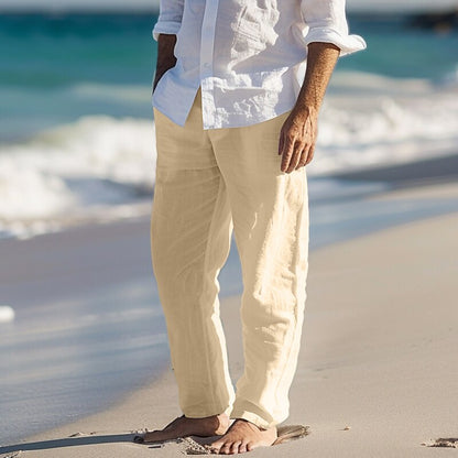 Linen Straight-Leg Dress Pants