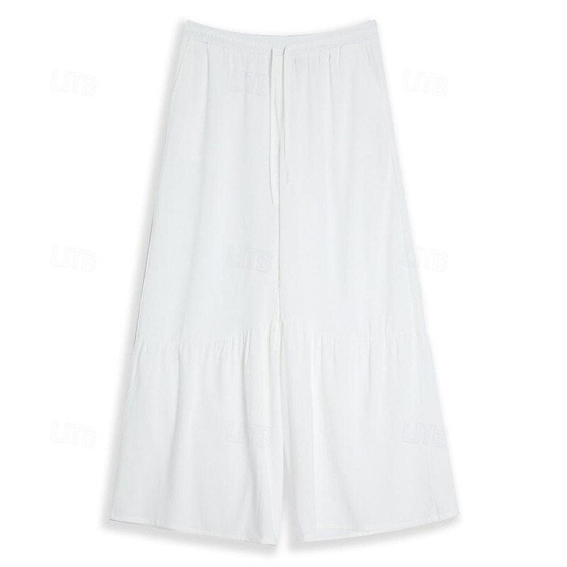 Wide-Leg Patchwork Linen Culottes