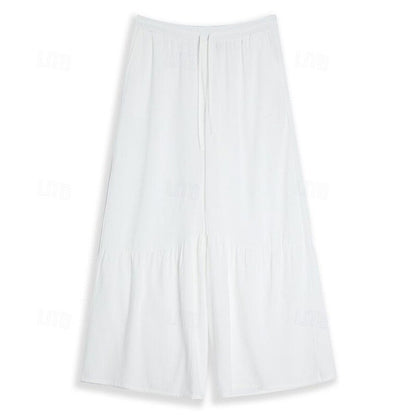 Wide-Leg Patchwork Linen Culottes