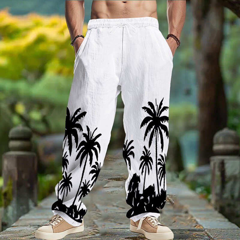 Coconut Tree Linen Baggy Pants